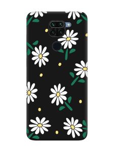 Матовий чорний чохол на Xiaomi Redmi Note 9 :: Ромашки (принт 368)