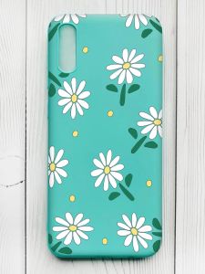 Матовий бірюзовий чохол на Xiaomi Redmi 9А :: Ромашки (принт 368)
