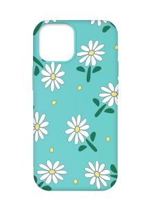 Матовий бірюзовий чохол на Apple iPhone 12 Pro Max :: Ромашки (принт 368)