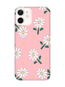 Матовий рожевий чохол на Apple iPhone 12 / 12 Pro (6.1) :: Ромашки (принт 368)