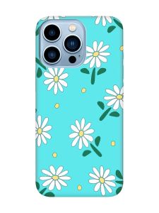 Матовий бірюзовий чохол на Apple iPhone 13 Pro Max :: Ромашки (принт 368)