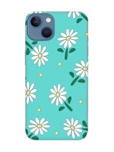Матовий бірюзовий чохол на Apple iPhone 13 :: Ромашки (принт 368)