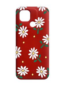 Матовий червоний чохол на Xiaomi Redmi 10C :: Ромашки (принт 368)