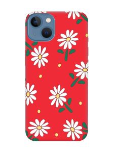 Матовий червоний чохол на Apple iPhone 13 :: Ромашки (принт 368)