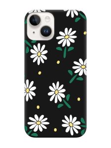 Матовий чорний чохол на Apple iPhone 14 :: Ромашки (принт 368)