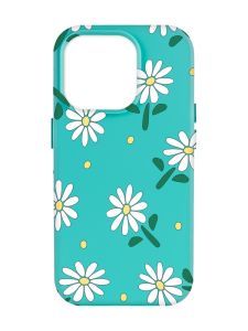 Матовий бірюзовий чохол на Apple iPhone 14 Pro Max :: Ромашки (принт 368)