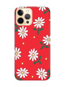Матовий червоний чохол на Apple iPhone 12 Pro Max :: Ромашки (принт 368)
