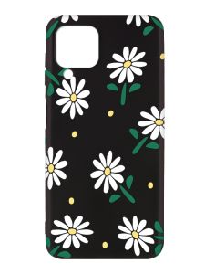 Матовий чорний чохол на Samsung Galaxy A12 :: Ромашки (принт 368)