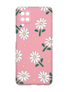 Матовий рожевий чохол на Samsung Galaxy A12 :: Ромашки (принт 368)