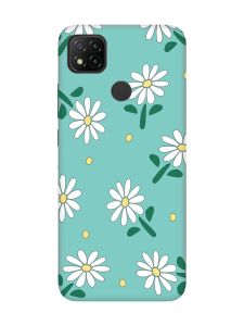 Матовий бірюзовий чохол на Xiaomi Redmi 9C/10A :: Ромашки (принт 368)