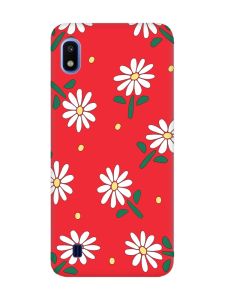 Матовий червоний чохол на Samsung Galaxy A10 (2019) A105 :: Ромашки (принт 368)