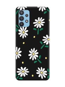 Матовий чорний чохол на Samsung Galaxy A32 :: Ромашки (принт 368)