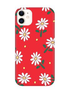 Матовий червоний чохол на Apple iPhone 11 (6.1) :: Ромашки (принт 368)