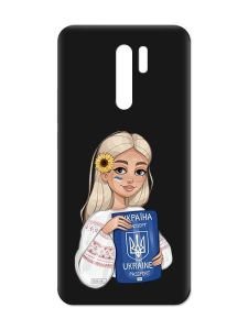 Матовий чорний чохол на Xiaomi Redmi 9 :: Дівчина з паспортом (принт 13)