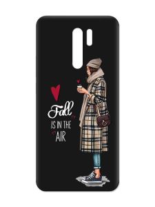 Матовий чорний чохол на Xiaomi Redmi 9 :: Дівчина з кавою (принт 59)