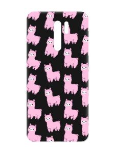 Матовий чорний чохол на Xiaomi Redmi 9 :: Лами рожеві (принт 101)