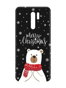 Матовий чорний чохол на Xiaomi Redmi 9 :: Ведмедик. З Різдвом (принт 146)