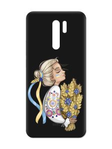 Матовий чорний чохол на Xiaomi Redmi 9 :: Українка з колосками (принт 173)