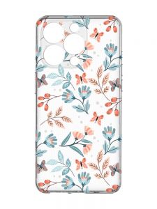 Прозорий чохол із захистом камери на  iPhone 15 Pro :: Квітковий фон (принт 370)