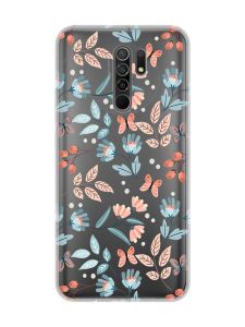 Прозорий чохол на Xiaomi Redmi 9 :: Квітковий фон (принт 370)