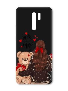 Матовий чорний чохол на Xiaomi Redmi 9 :: Дівчина з ведмедиком (принт 188)