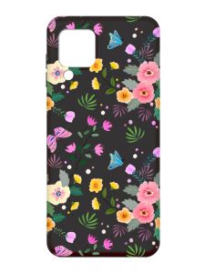 Матовий чорний чохол на Samsung Galaxy M32 / A22 / M22 4G :: Квітковий фон (принт 369)