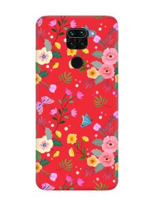 Матовий червоний чохол на Xiaomi Redmi Note 9 / 10X :: Квітковий фон (принт 369)