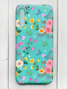 Матовий бірюзовий чохол на Samsung Galaxy A50 (2019) A505/A30s :: Квітковий фон (принт 369)
