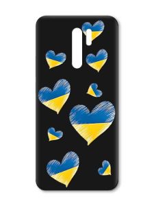 Матовий чорний чохол на Xiaomi Redmi 9 :: Сердечка. Україна (принт 258)