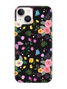 Матовий чорний чохол на Apple iPhone 14 :: Квітковий фон (принт 369)