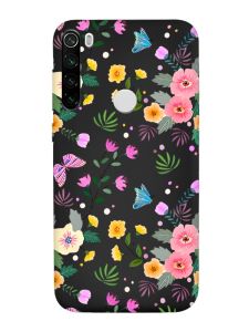 Матовий чорний чохол на Xiaomi Redmi Note 8T :: Квітковий фон (принт 369)