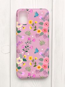 Матовий рожевий чохол на Samsung Galaxy A04E/A042 :: Квітковий фон (принт 369)