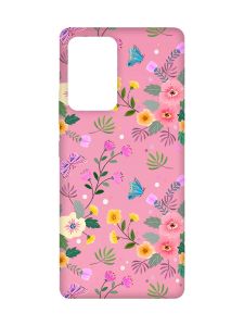 Матовий рожевий чохол на Samsung Galaxy A52 :: Квітковий фон (принт 369)
