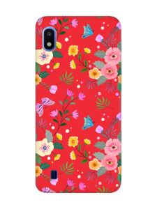 Матовий червоний чохол на Samsung Galaxy A10 (2019) A105 :: Квітковий фон (принт 369)