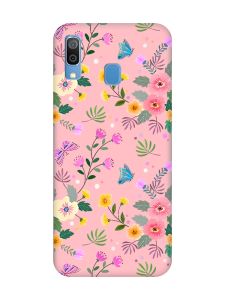 Матовий рожевий чохол на Samsung Galaxy A30 (2019) / A20 (2019) :: Квітковий фон (принт 369)