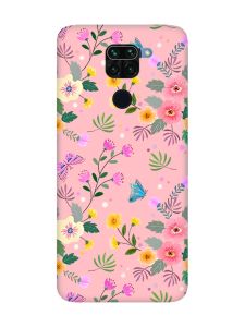 Матовий рожевий чохол на Xiaomi Redmi Note 9 :: Квітковий фон (принт 369)