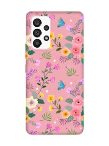 Матовий рожевий чохол на Samsung Galaxy A53 4G/5G :: Квітковий фон (принт 369)