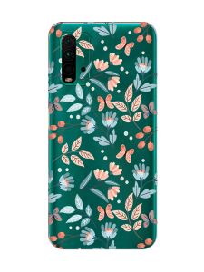 Прозорий чохол на Xiaomi Redmi 9T  :: Квітковий фон (принт 370)