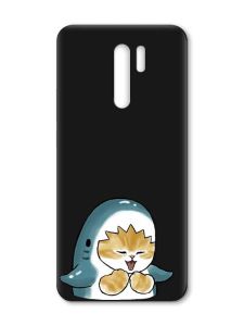 Матовий чорний чохол на Xiaomi Redmi 9 :: Котик Акула (принт 376)