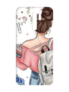 Матовий чохол з чорними боками на Xiaomi Redmi 9 :: Дівчина з рюкзаком (принт 30)