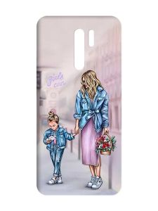 Матовий чохол з чорними боками на Xiaomi Redmi 9 :: Мама і донька (принт 56)