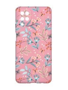 Матовий рожевий чохол на Samsung Galaxy A12 :: Квітковий фон (принт 370)