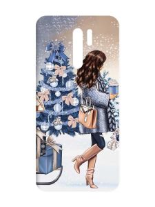 Матовий чохол з чорними боками на Xiaomi Redmi 9 :: Дівчина з подарунками (принт 143)