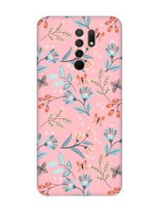 Матовий рожевий чохол на Xiaomi Redmi 9 :: Квітковий фон (принт 370)