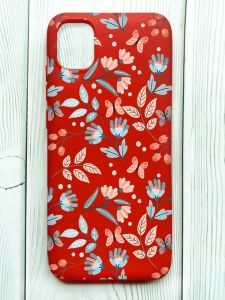 Матовий червоний чохол на Samsung Galaxy A04E/A042 :: Квітковий фон (принт 370)