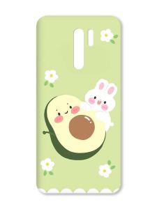 Матовий чохол з чорними боками на Xiaomi Redmi 9 :: Авокадо і зайченя (принт 311)