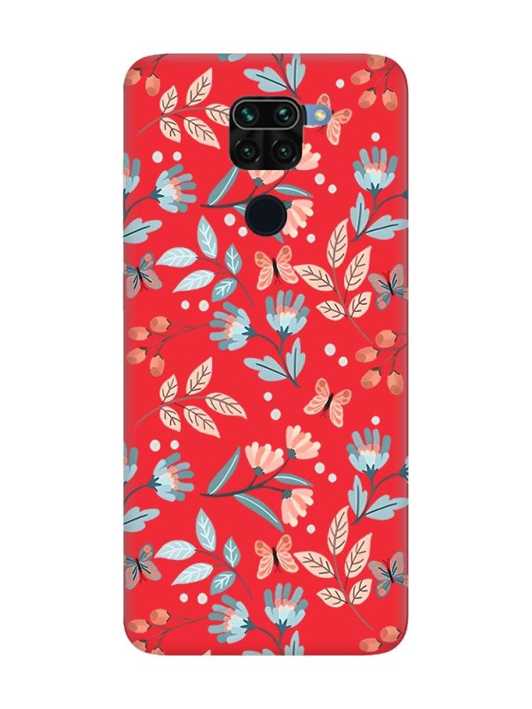 Матовий червоний чохол на Xiaomi Redmi Note 9 / 10X :: Квітковий фон (принт 370)