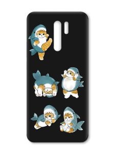 Матовий чорний чохол на Xiaomi Redmi 9 :: Котики акули (принт 381)