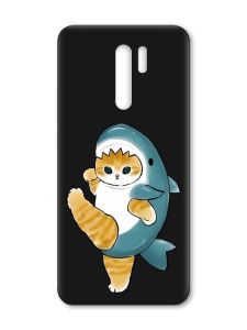 Матовий чорний чохол на Xiaomi Redmi 9 :: Котик акула (принт 380)