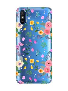 Прозорий чохол на Xiaomi Redmi 9A  :: Квітковий фон (принт 369)